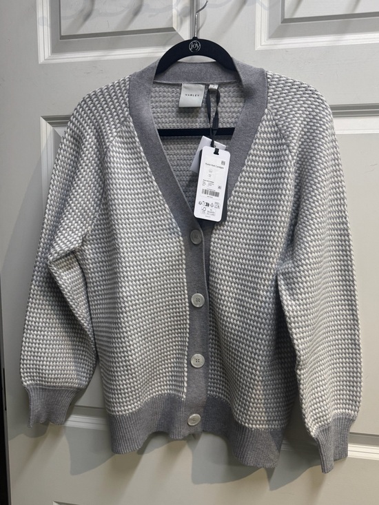 Varley Sweaters - Varley ryder knit cardigan grey melange / white